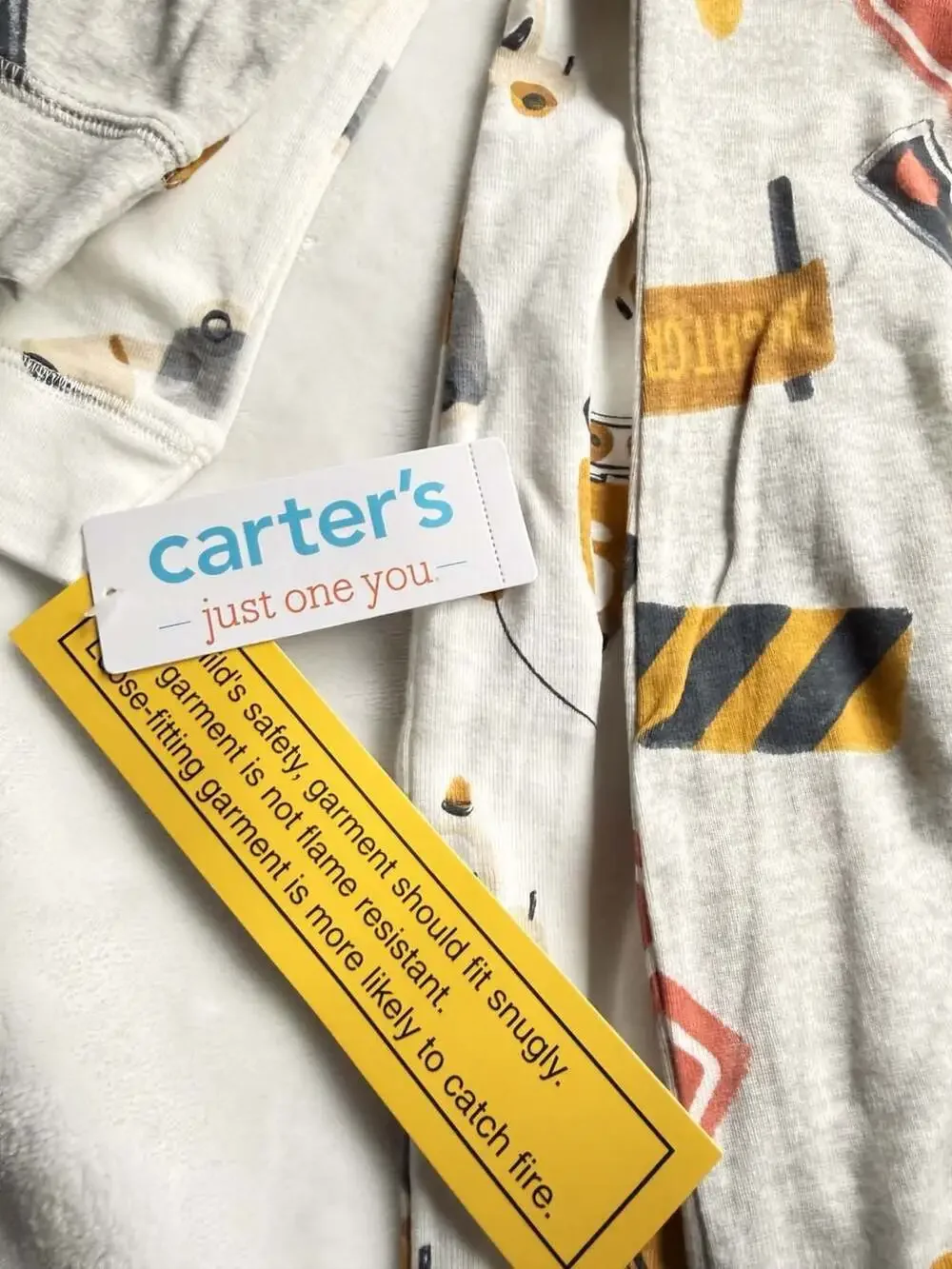 Carter's Just One You Baby Boy Construction/Traffic Themed Footed Pajamas 2 pack
